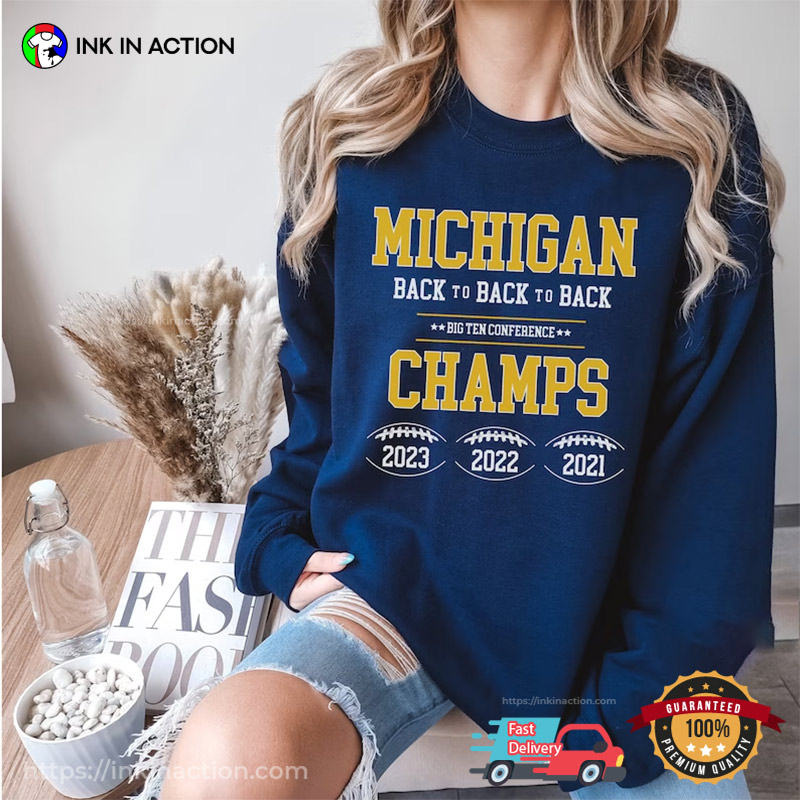 Big Ten Champs University Of Michigan Back To Back Football T-Shirt