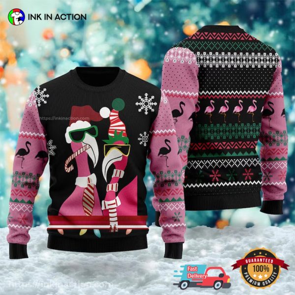 Candy Cane Flamingo 3D Best Ugly Xmas Sweaters