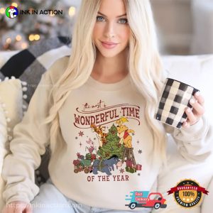 Christmas Wonderful Time Of The Year winnie the pooh and friends T Shirt 3