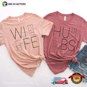 Customized Husband And Wife Just Married Matching husband wife tees 2