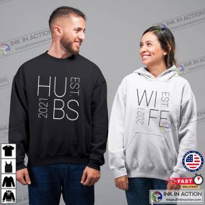 Customized Husband And Wife Just Married Matching Husband Wife Tees