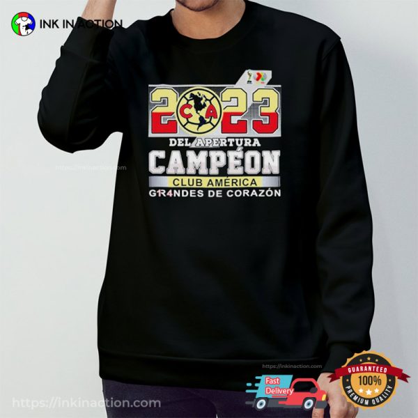 Del Apertura Campeon Club America Grandes De Corazon 2023 T-Shirt