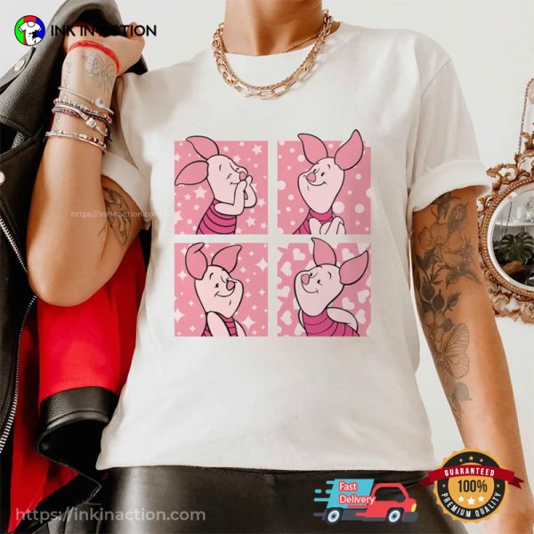 Disney Lovely Piglet Portrait Cartoon T-shirt