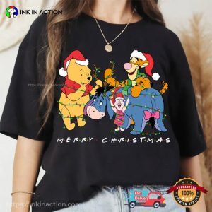 Disney winnie the pooh and friends Merry Christmas Fammily Matching T Shirt 3