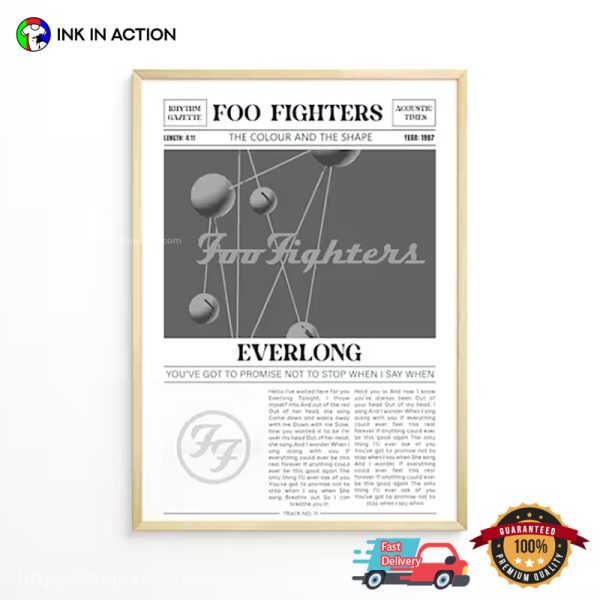 Foo Fighters Everlong Lyric Retro Newspaper Poster