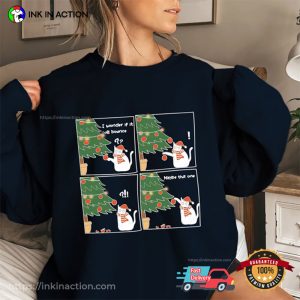 Funny Cat decorates Christmas Tree T Shirt 1