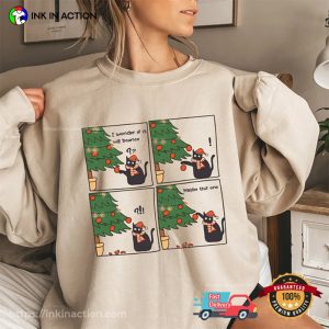 Funny Cat decorates Christmas Tree T Shirt 3