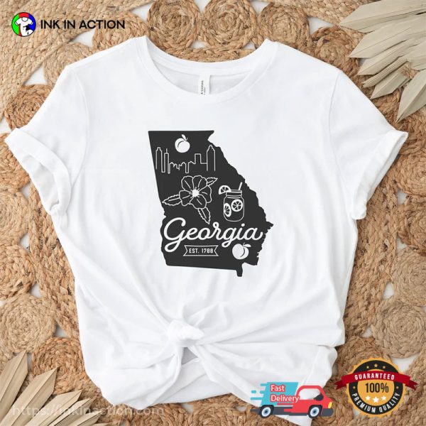 Georgia State Map 1788 Vacation T-Shirt