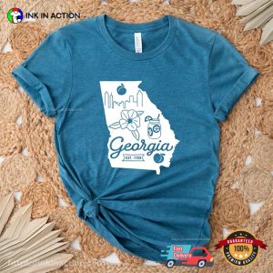 Georgia State Map 1788 Vacation T Shirt 4