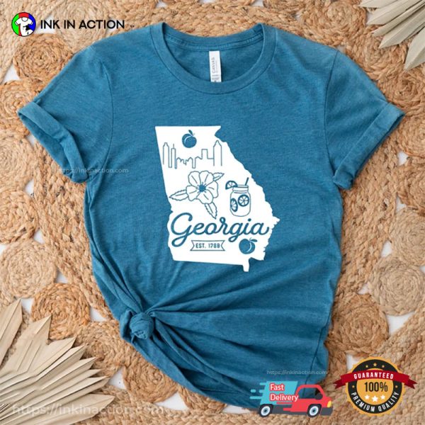 Georgia State Map 1788 Vacation T-Shirt