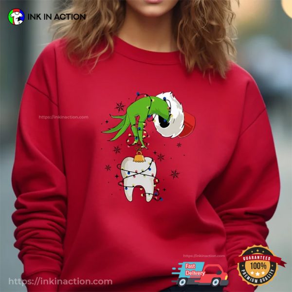 Grinch Santa Christmas Teeth Decoration T-shirt