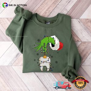 Grinch Santa Christmas Teeth Decoration T Shirt 2