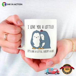 I Love You A Lottle Couple Penguin valentines mug 2