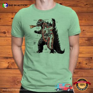 Japanese Godzilla Anatomy Vintage Design T shirt