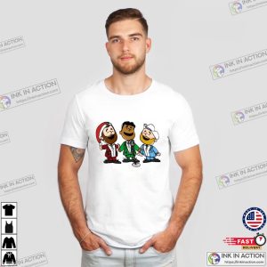 Jason Kelce Lane Johnson and Jordan Mailata Xmas Trio Cartoon Tee 3