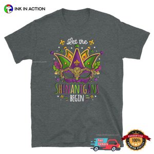 Let The Shenanigans Begin Festival Mask T Shirt, fat tuesday 2024 Merch 3