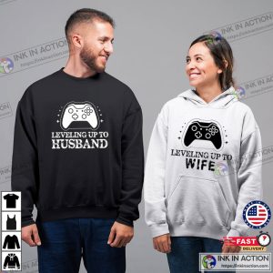Leveling Up To Wife & Husband Gaming Husband Wife Tees