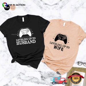 Leveling Up To Wife & Husband Gaming husband wife tees 3