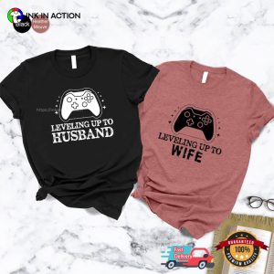 Leveling Up To Wife & Husband Gaming husband wife tees 5