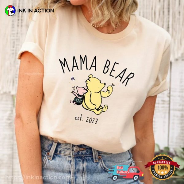 Mama Bear Est 2023 Winnie And Pigglet Cute Mom Tee