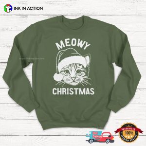 Meowy Christmas Santa Cat Holiday T-Shirt