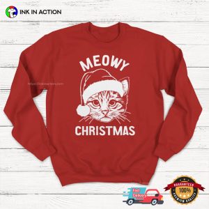 Meowy Christmas Santa Cat Holiday T Shirt 2