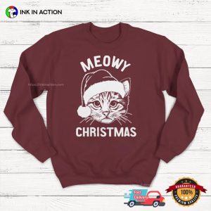 Meowy Christmas Santa Cat Holiday T Shirt 3