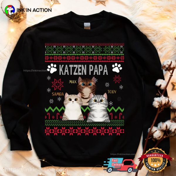 Personalized Family Cats Ugly Christmas Tee