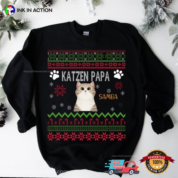 Personalized Family Cats Ugly Christmas Tee