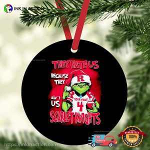 Personalized Santa Grinch Rutgers Scarlet Knights Ornament