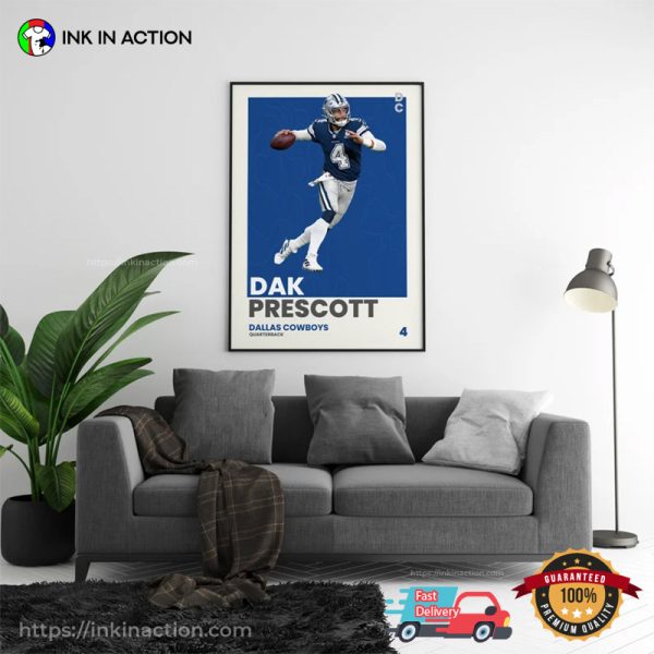 Quarterback Dak Prescott Of The Dallas Cowboys Fans Room Art