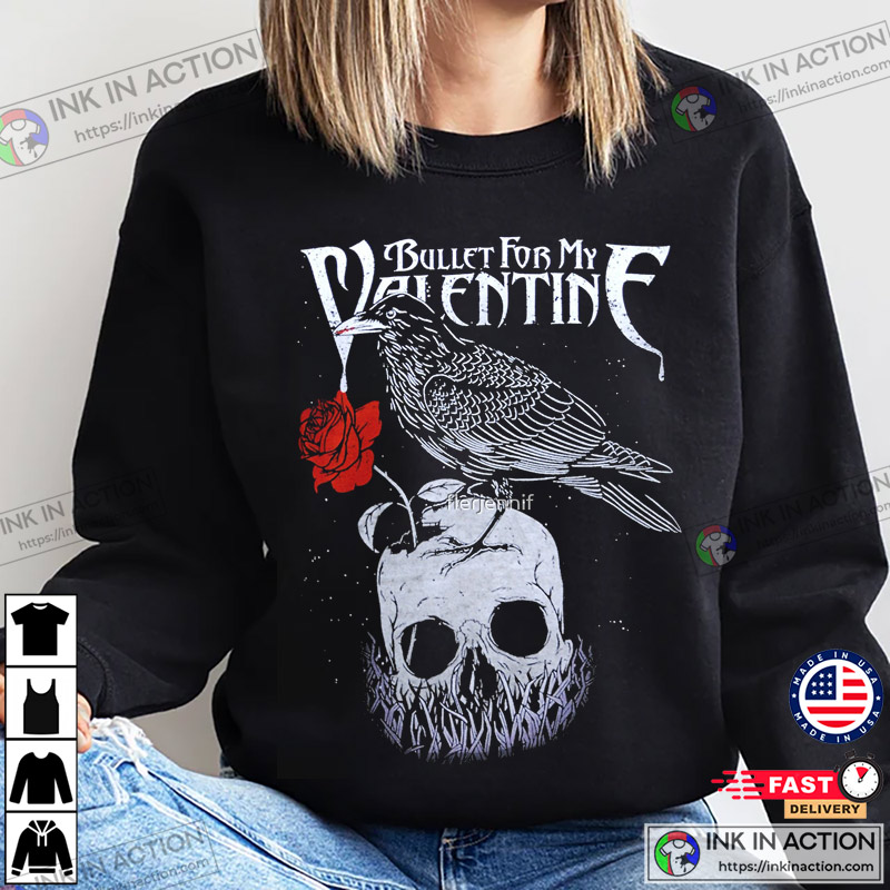 Raven Skull And Rose Bullet For My Valentine Tee