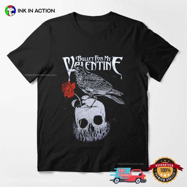 Raven Skull And Rose Bullet For My Valentine Tee