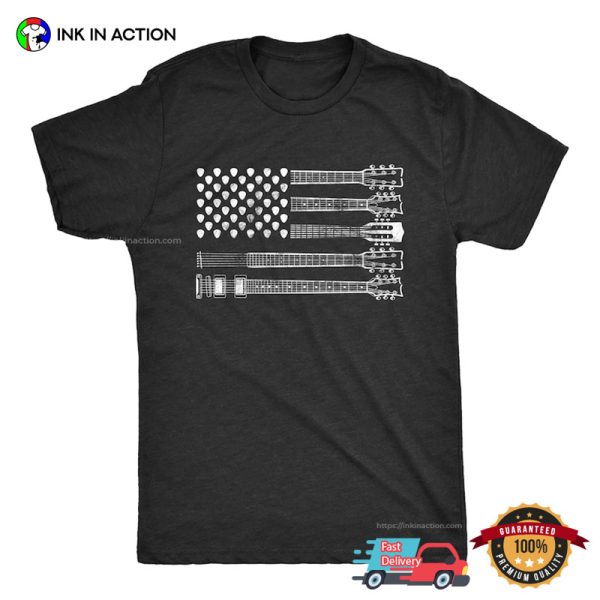 Retro Guitar America Flag Freedom Shirt