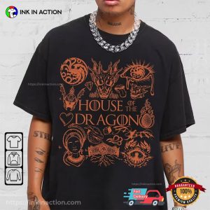 Retro House Of The Dragon Doodle Art Shirt