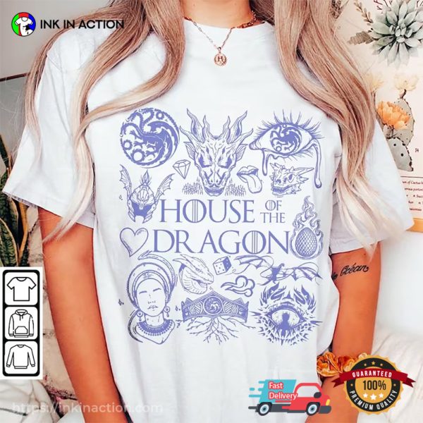 Retro House Of The Dragon Doodle Art Shirt