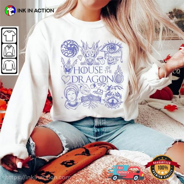 Retro House Of The Dragon Doodle Art Shirt