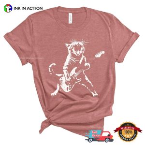 Rock Cat Playing Guitar Funny T Shirt 3