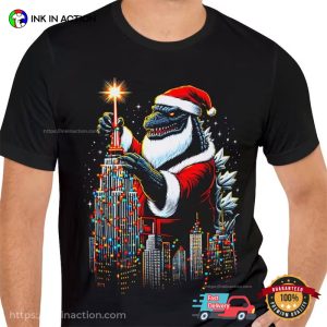 Santa Godzilla Funny Christmas T Shirt 1