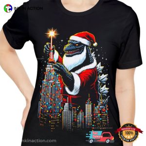 Santa Godzilla Funny Christmas T Shirt 2