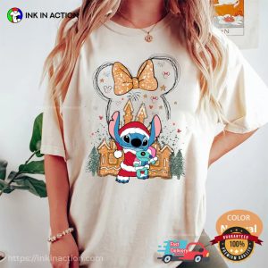 Stitch Santa Gingerbread Castle Disneyland Christmas T Shirt 2