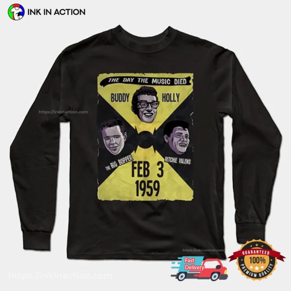 The Day The Music Died Buddy Holly The Big Bopper Ritche Valens 1959 Memorial Tee