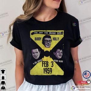 The Day The Music Died Buddy Holly The Big Bopper Ritche Valens 1959 Memorial Tee