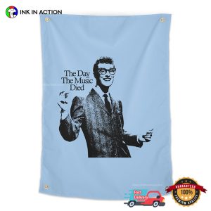 The Day The Music Died Retro Buddy Holly Graphic Flag