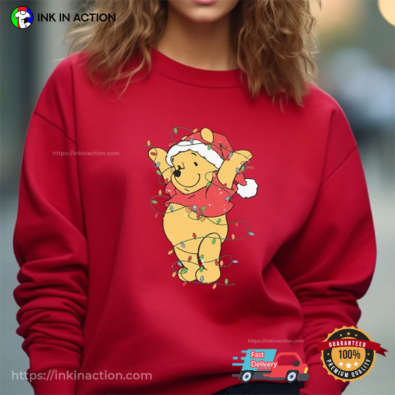 Vintage Disney Winnie The Pooh Christmas Lighs Decoration Cute Shirt