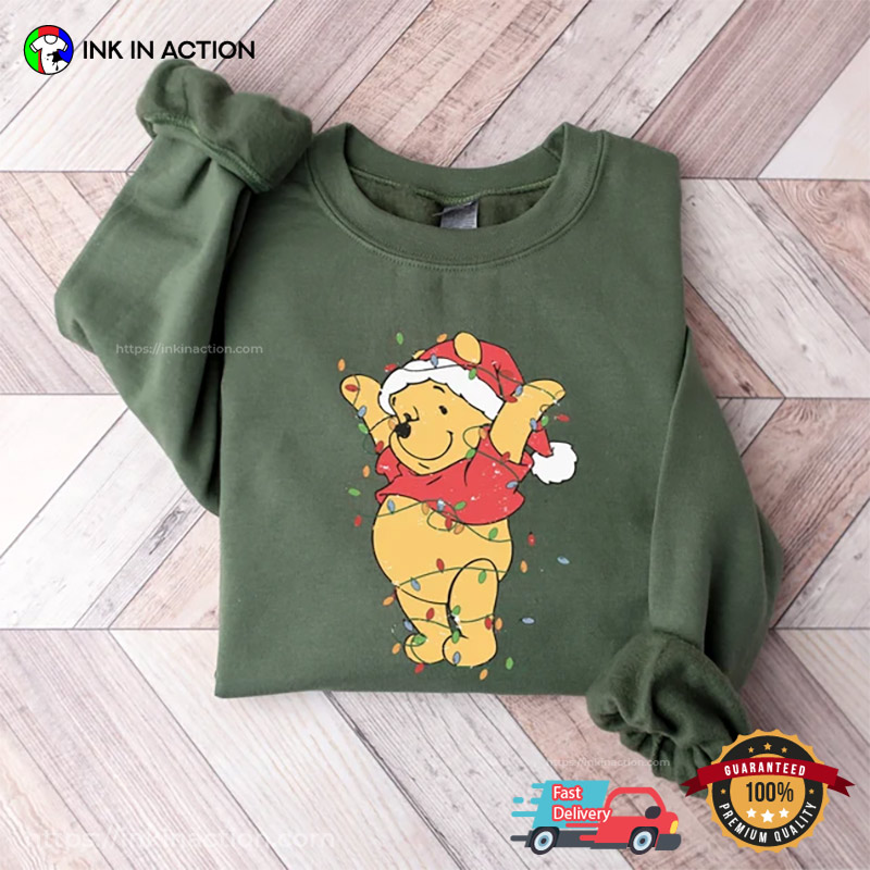 Vintage Disney Winnie The Pooh Christmas Lighs Decoration Cute Shirt