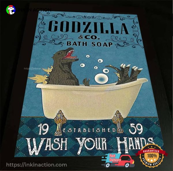 Wash Your Hands Funny Godzilla 2023 Movie Poster