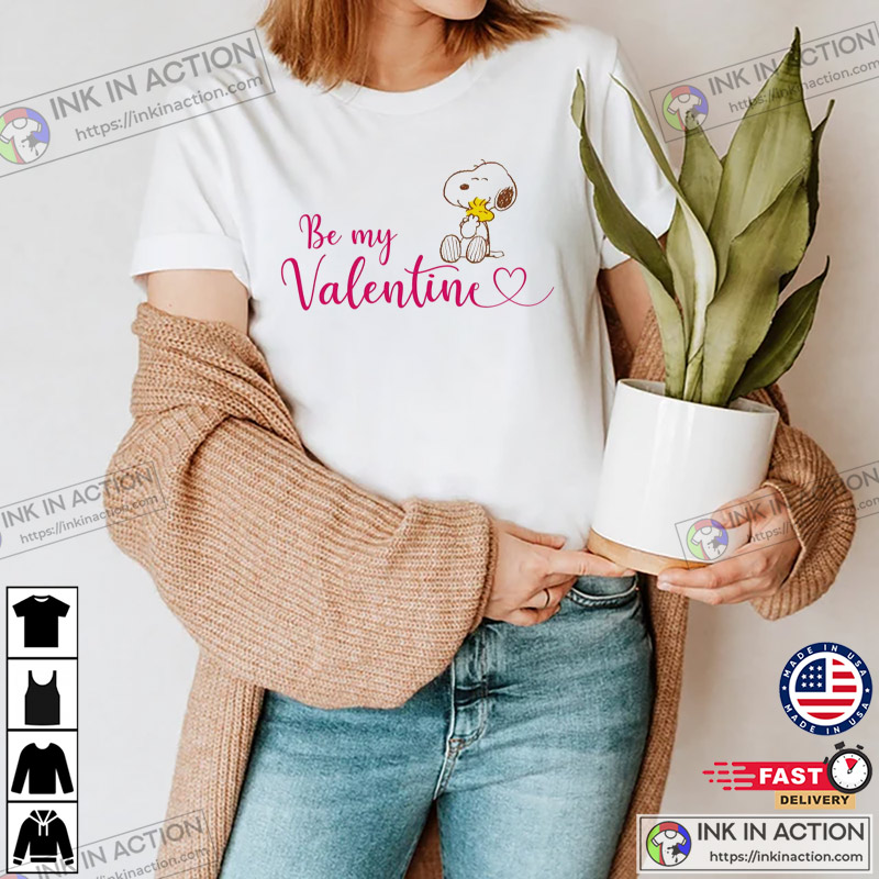 Be By Valentine Charlie Brown Peanuts Snoopy And Woodstock T-Shirt