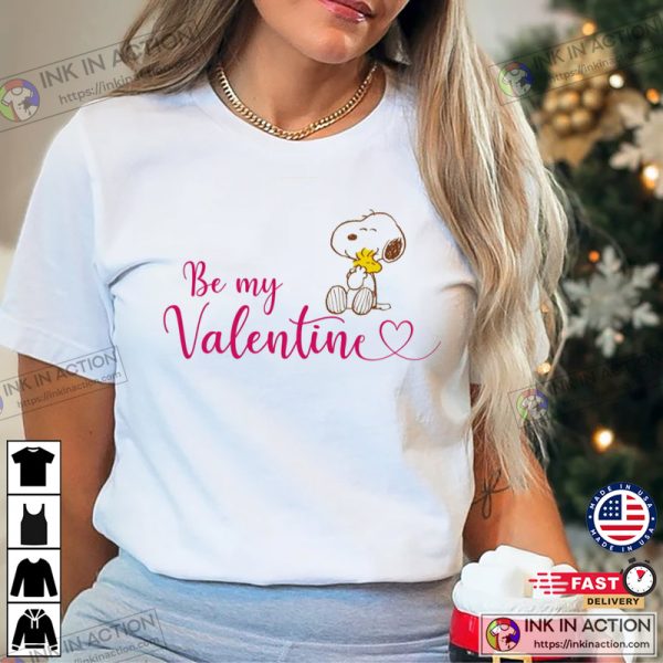 Be By Valentine Charlie Brown Peanuts Snoopy And Woodstock T-Shirt