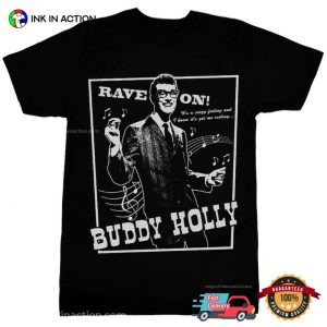 buddy holly songs Rave On Vintage Music T Shirt 3